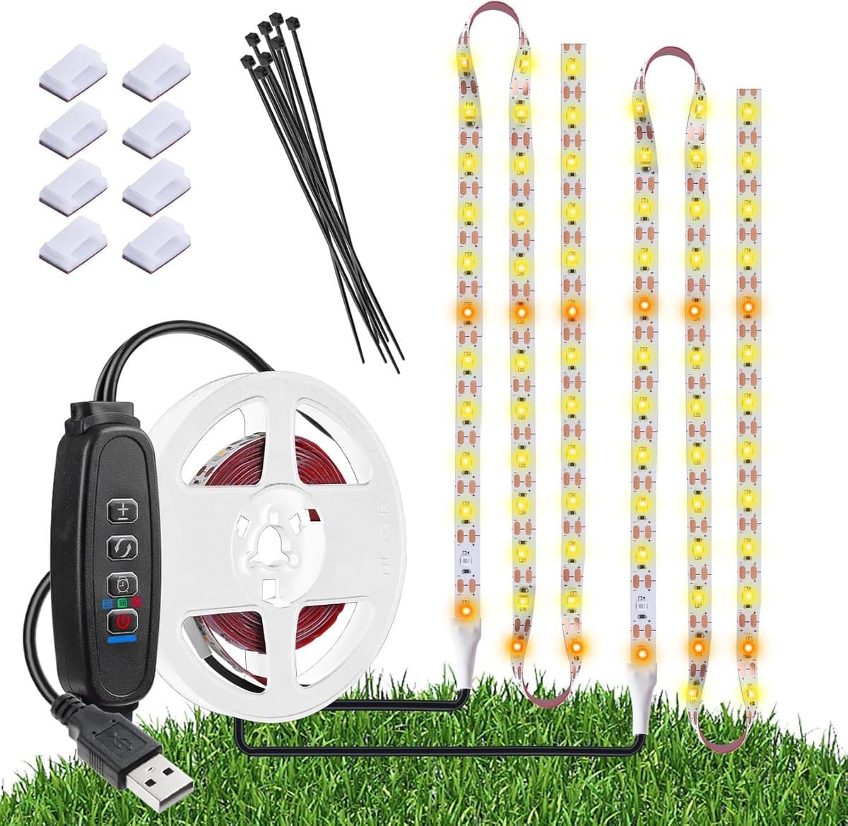 Lights voor binnenplanten, 120 LED's Waterdichte led Grow Lights Full Spectrum, USB Plug-in Dimbare Auto Aan/Uit met 3 Timers Plant Light, voor binnenplanten Zaaien Veg Flower Grow Lamp (6.56ft)