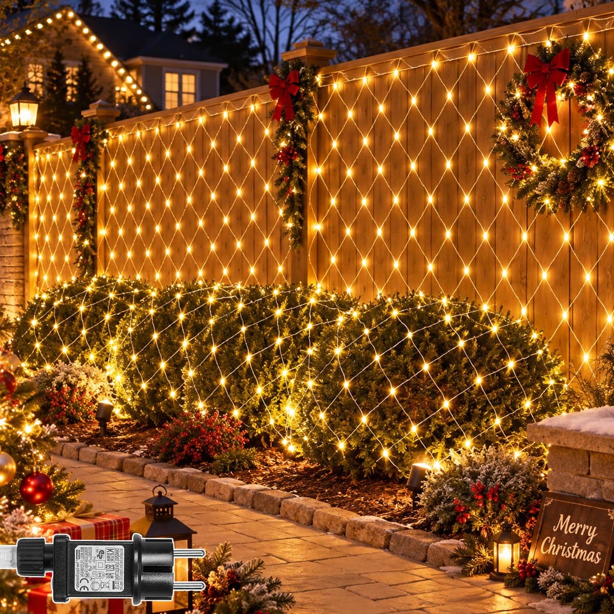 Lapamax LED Netverlichting - Kerstverlichting 3 x 2 m 200 LEDs Warm Wit - Met Koppelstekker - 31 V Laagspanning met 8 Lichtstanden en Geheugenfunctie - Lichtnet voor Heg, Muur en Kerstdecoratie