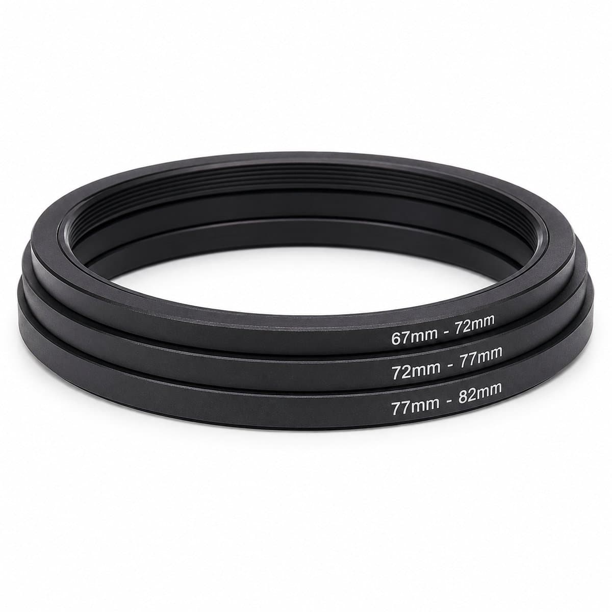 Step Up Filter Adapter 67 naar 82 mm - 3-Delige Lens Filter Adapter Set - 67-72 + 72-77 + 77-82 mm - Camera Lens Filter Verloopringen