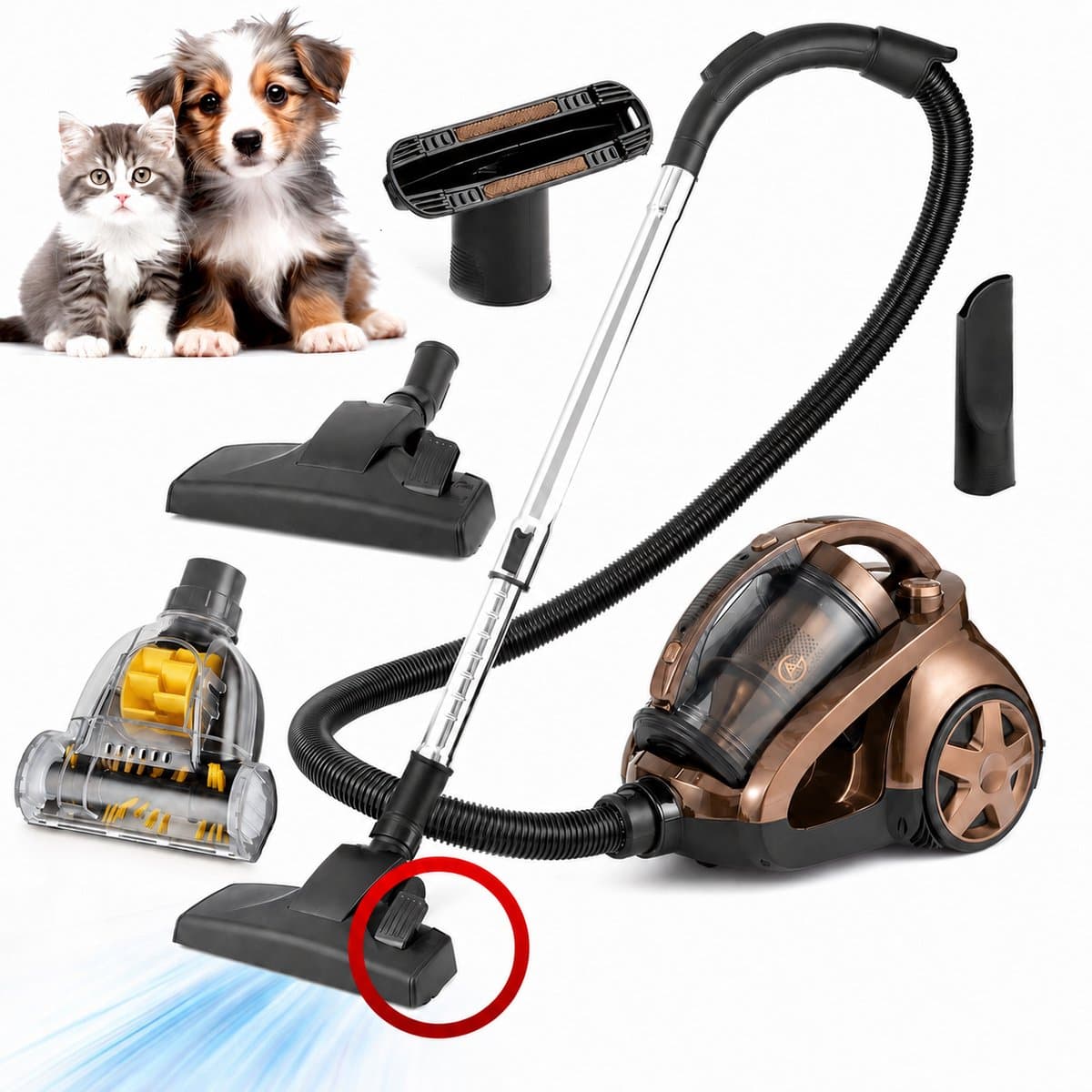 AG3100 Stofzuiger Zonder Zak - Stofzuigers - Vacuum Cleaner Zakloos - 8.5 Meter - 900W - Sterke Zuigkracht - HEPA Filter - Compact, Licht & Krachtig - Gemakkelijk Schoon Te Maken - Rose Bronze Edition