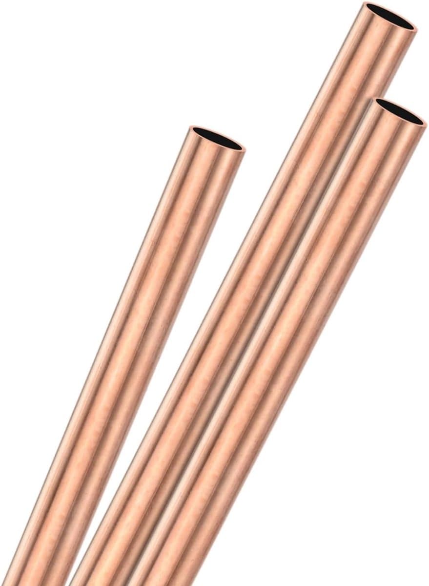 3-pack 250 mm messing ronde buis, 6,4 mm buitendiameter 0,5 mm wanddikte H65 messing naadloze buis voor bouw/bewerking/doe-het-zelf knutselen, metalen rechte buis [0,25 x 0,02 x 9,8 IN]