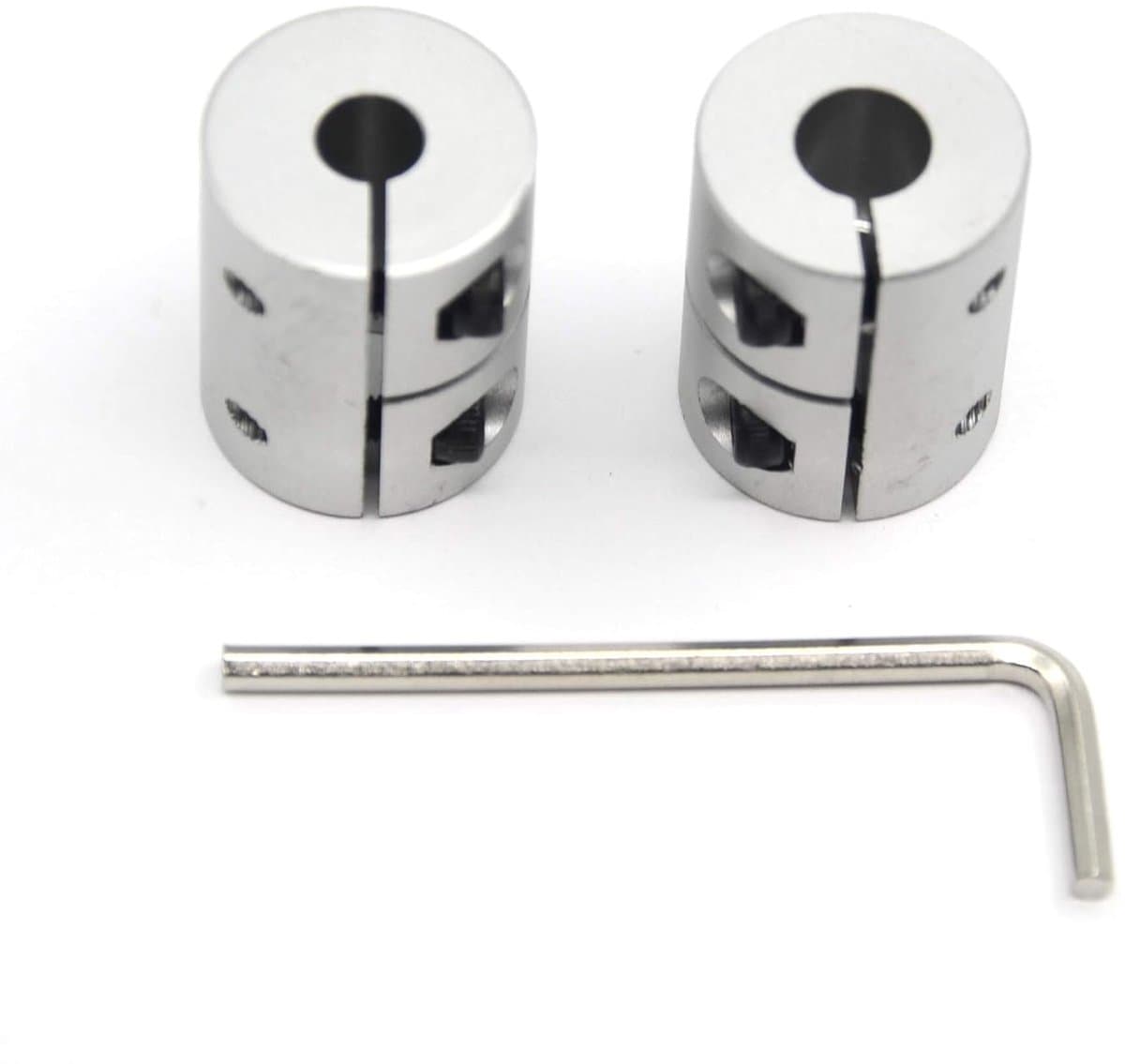 2 stuks 6,35 mm op 8 mm askoppeling, 25 mm lengte, 20 mm diameter, koppeling, aluminiumlegering, voor 3D-printer, CNC-machine (6,35 x 8 mm)