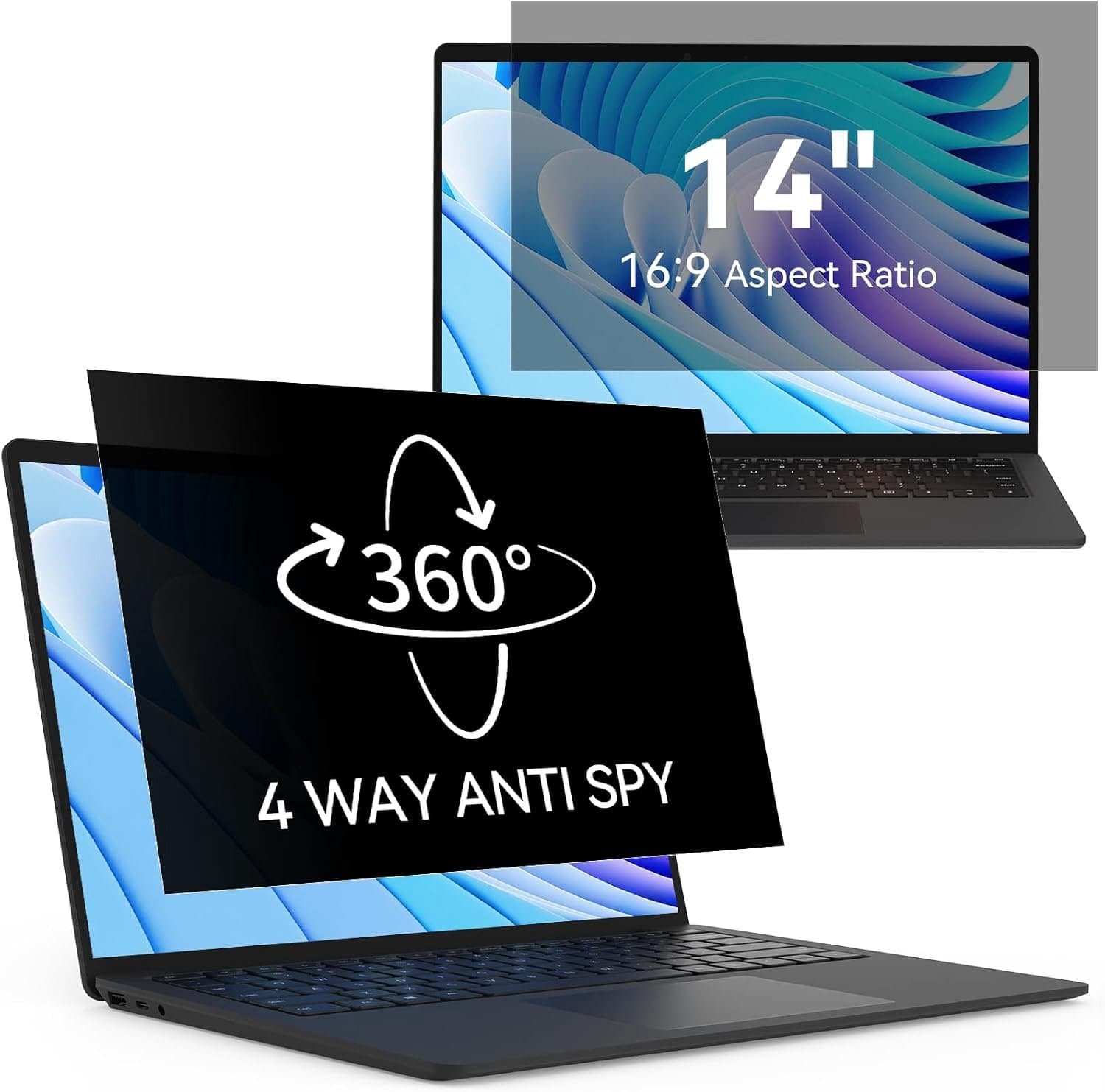 Privacy Filter Laptop 14" 16:9 Anti-Spy Anti-Glare Merkloos