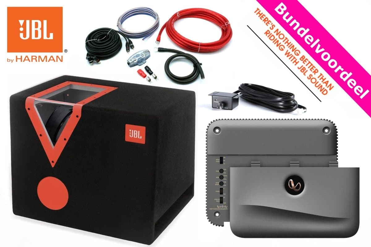 Zware JBL Subwoofer met LED + JBL Monoblock + Kabelset