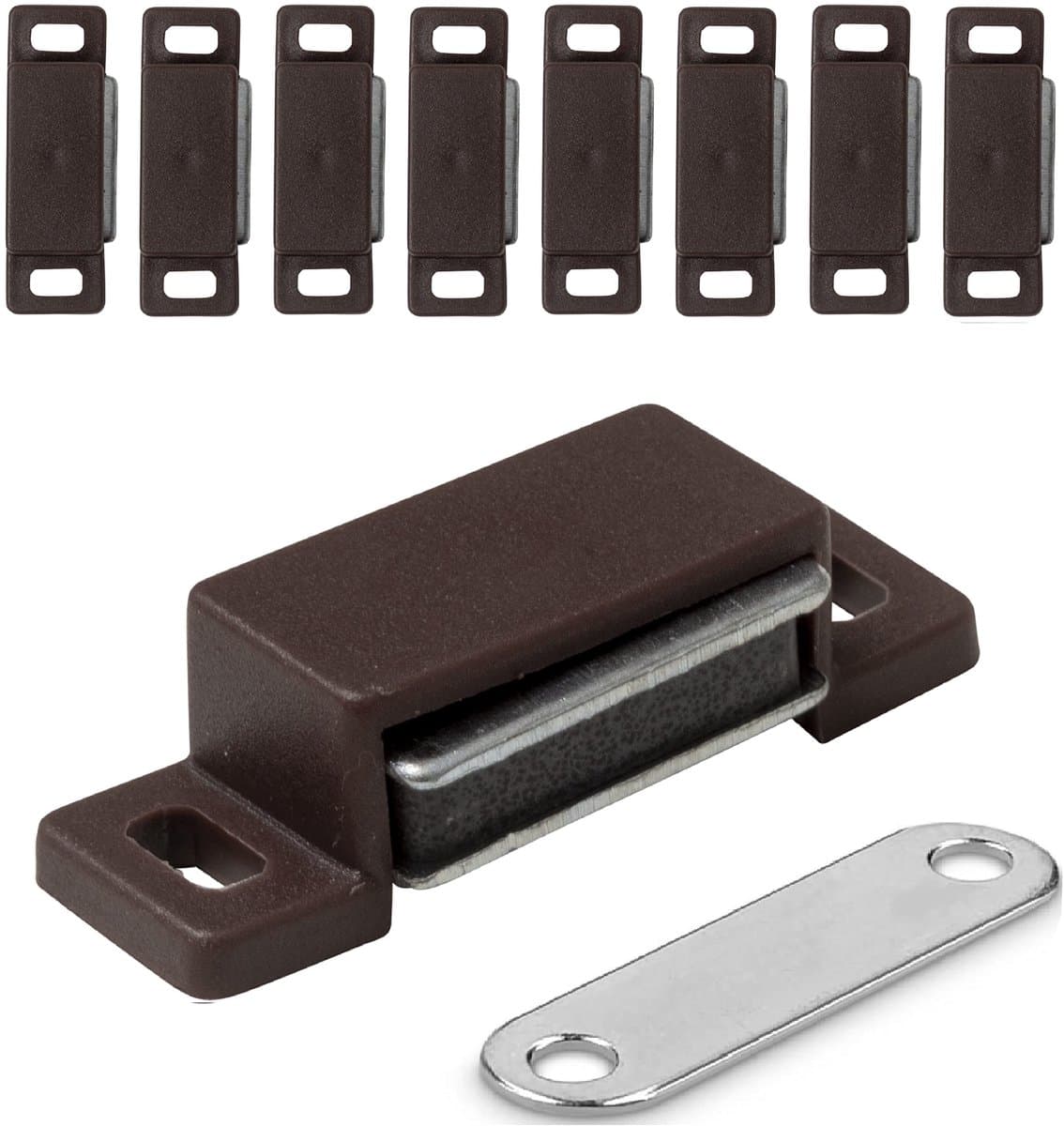 Magneetsluitingen voor meubels, deuren, kasten, laden, 10 stuks, bruin, magneetsluiting met magneet voor kastdeuren, magneetscharnier, magneetsnapper voor keuken en huishouden
