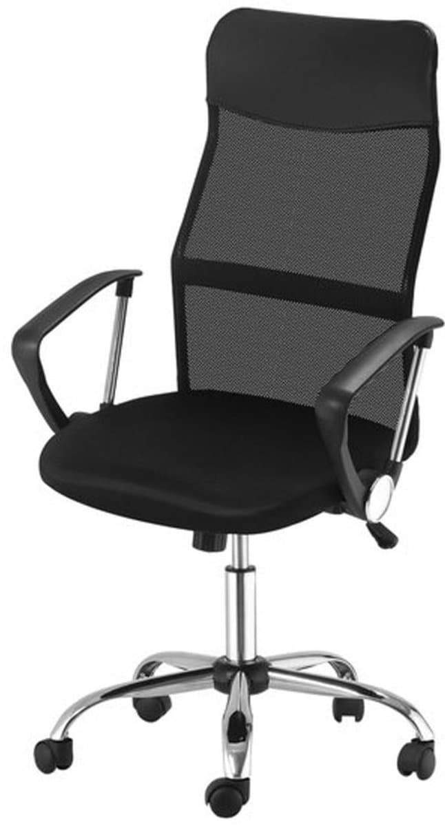 Ergonomische Bureaustoel – Gamingstoel – Draaistoel – Bureaustoel Met Kantelfunctie – Verstelbare Hoogte – Zwart – Mesh Rugleuning – Foam Zitting – 63x65x109-119 cm