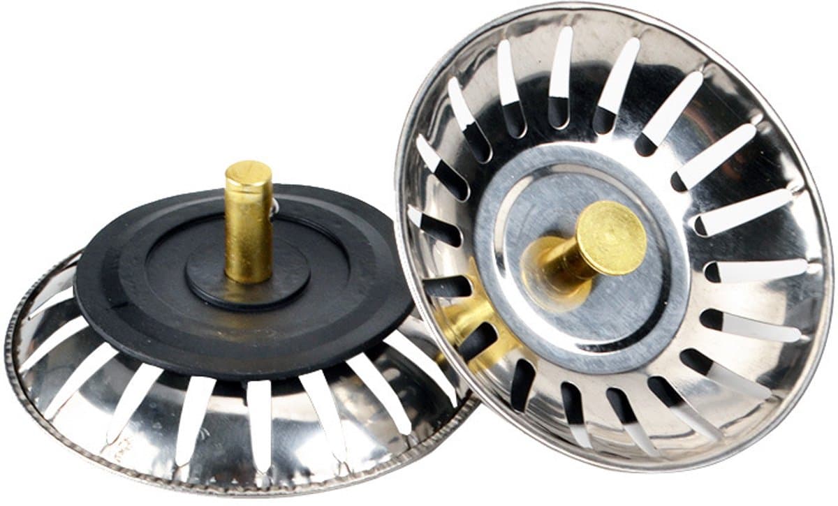 YAGXIG 2-Pack - Gootsteenafvoer - 8cm - RVS gootsteenzeef - Keukengootsteenafvoerplug - Gootsteenplug - Zeef - Mandplug - Gootsteenfiltertrechter - Geschikt voor keukens en badkamers