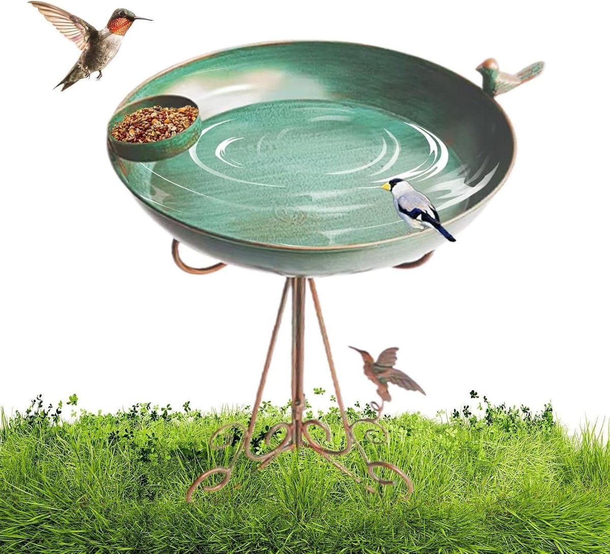 Tuin Voederbad - Vogelbad Decoratie - Vogels Voederen - Dubbele Functie - 40 x 30 x 11 cm - Enkel kenmerk