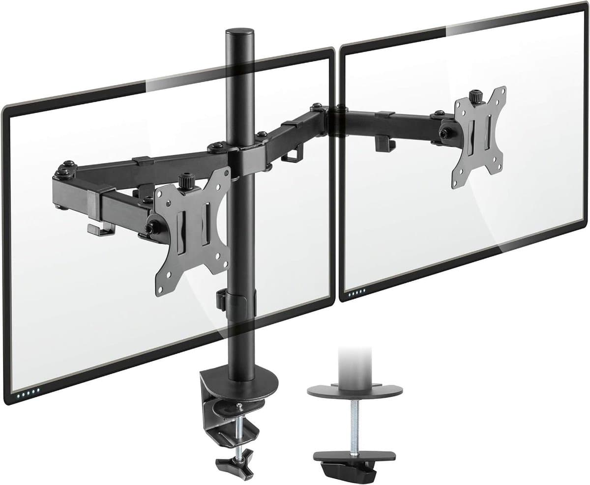 Monitor Arm - Dubbele Arm - Bureau Organisatie - Verstelbare Flexibiliteit - 13-32 Inch - Zwart