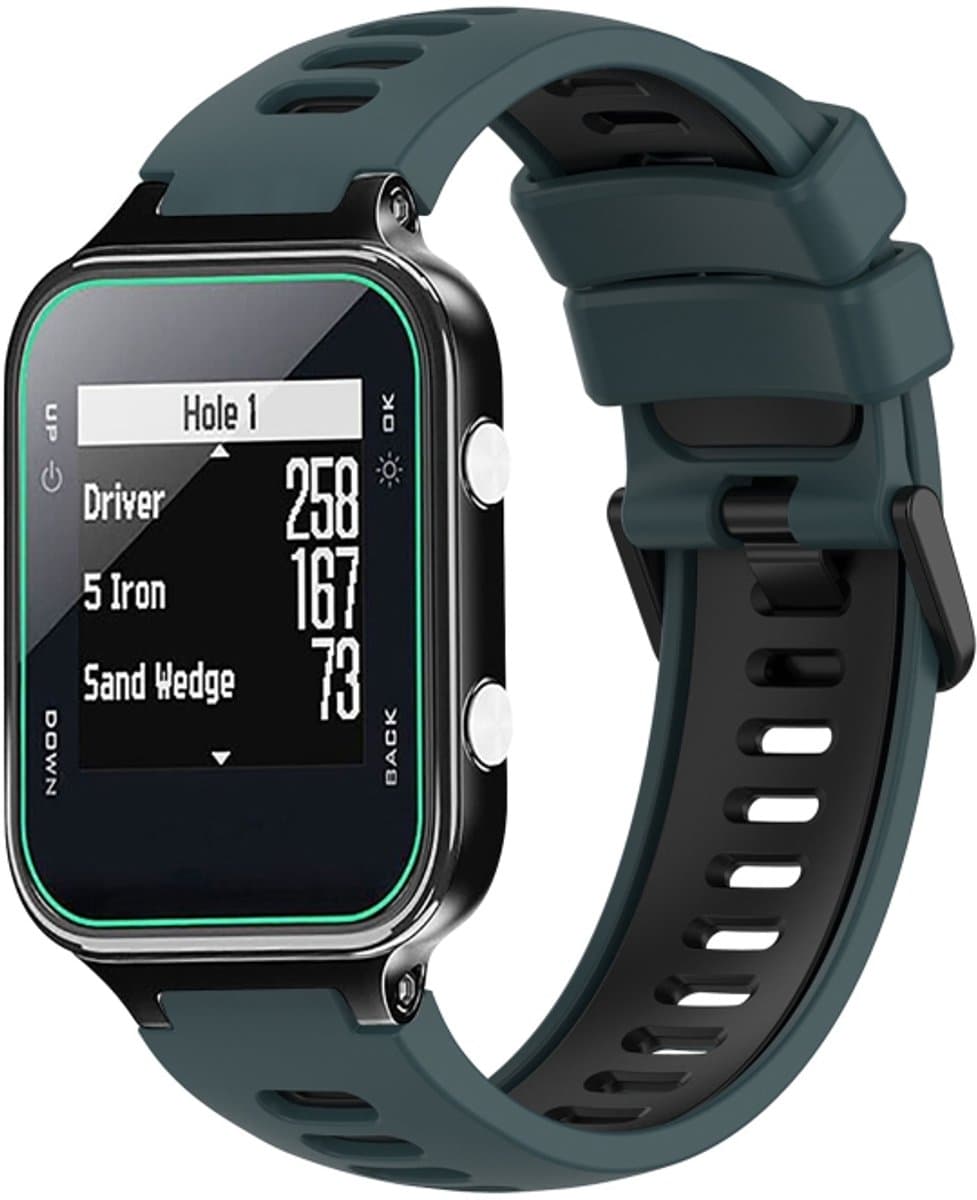 For Garmin Approach S20 Two-Color Silicone Watch Band(Olive Green + Black)