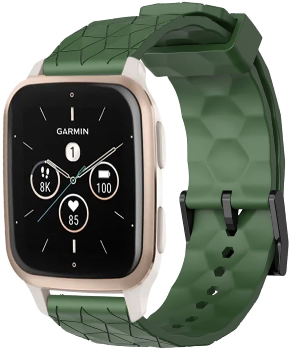 Voor Garmin Forerunner Sq2 Music 20 mm voetbalpatroon effen kleur siliconen horlogeband (legergroen)