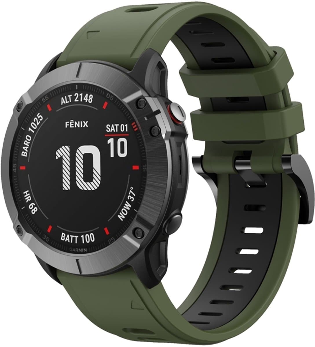 For Garmin Fenix 6X Pro 26mm Two-Color Sports Silicone Watch Band(Army Green + Black)