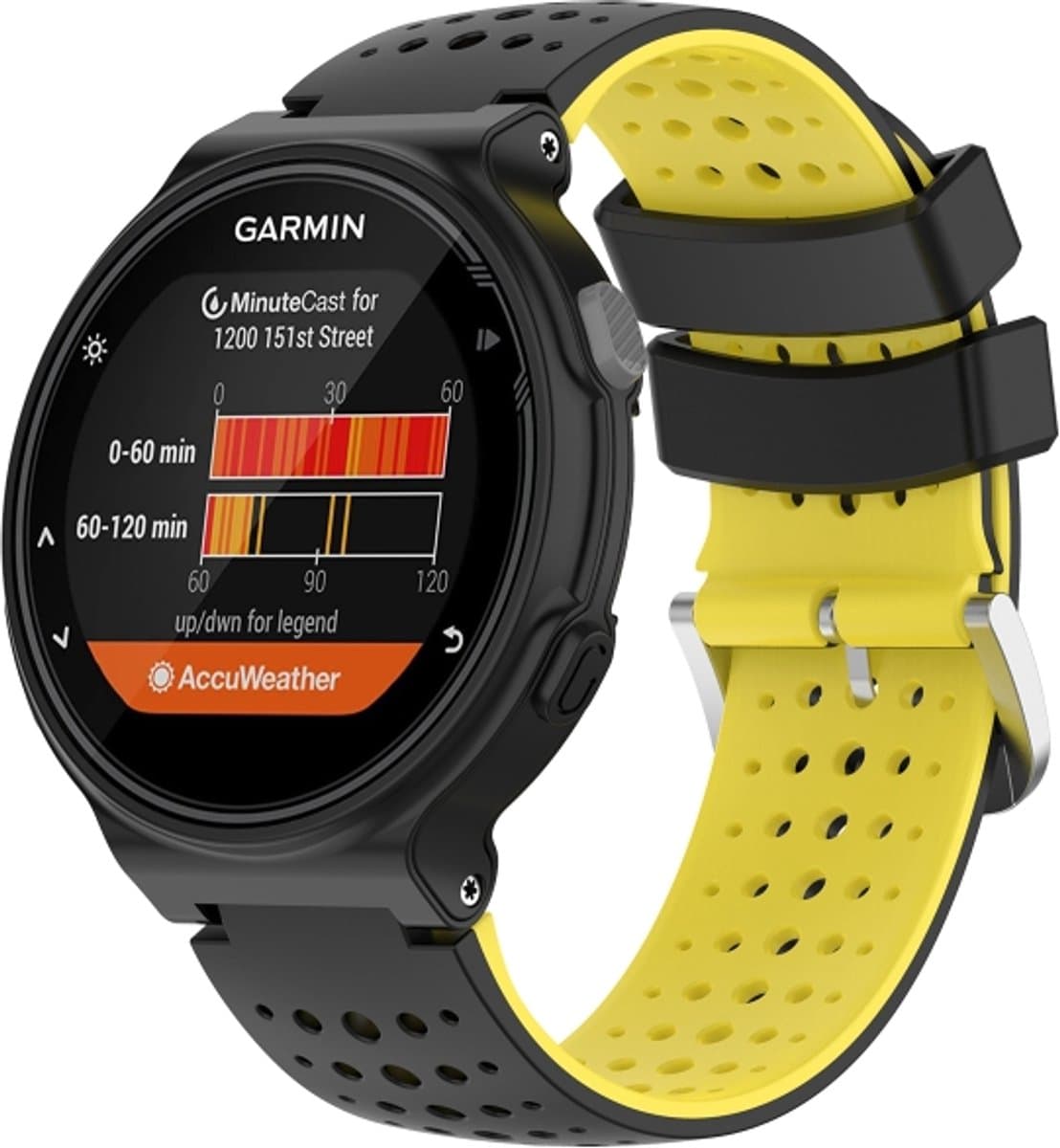 Voor Garmin Forerunner 220 Silicone Sports Two-Color Watch Band (Black+Yellow)