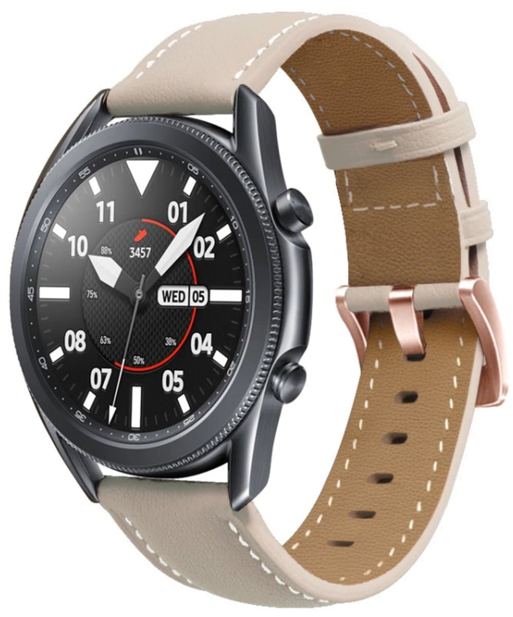 Voor Garmin Venu / SQ / SQ2 / Venu 2 Plus 20 mm roségouden gesp lederen horlogeband (abrikoos)