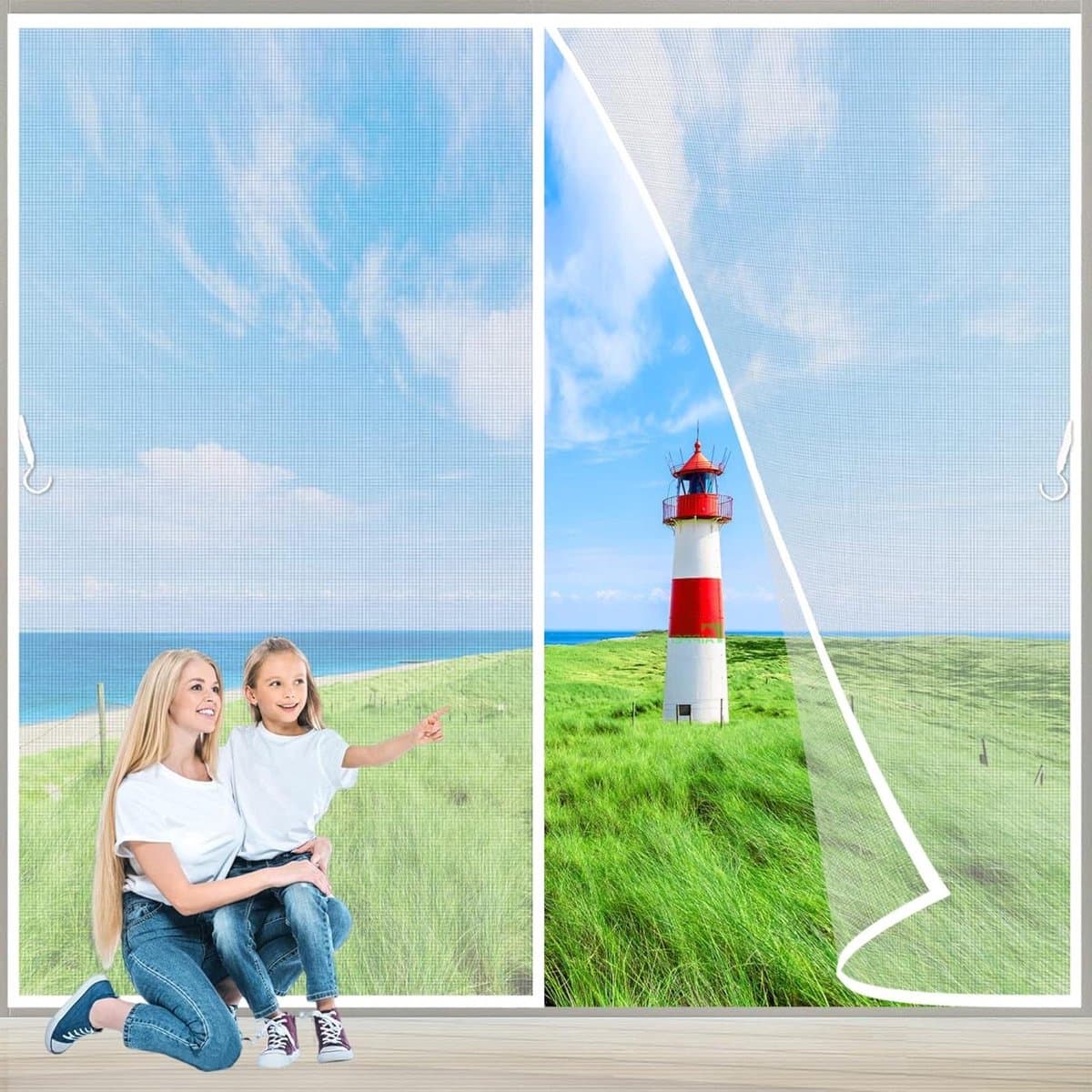Magnetische hor - Insectenwering deur - Frisse lucht - Zelfklevende montage - 65x225 cm - Wit