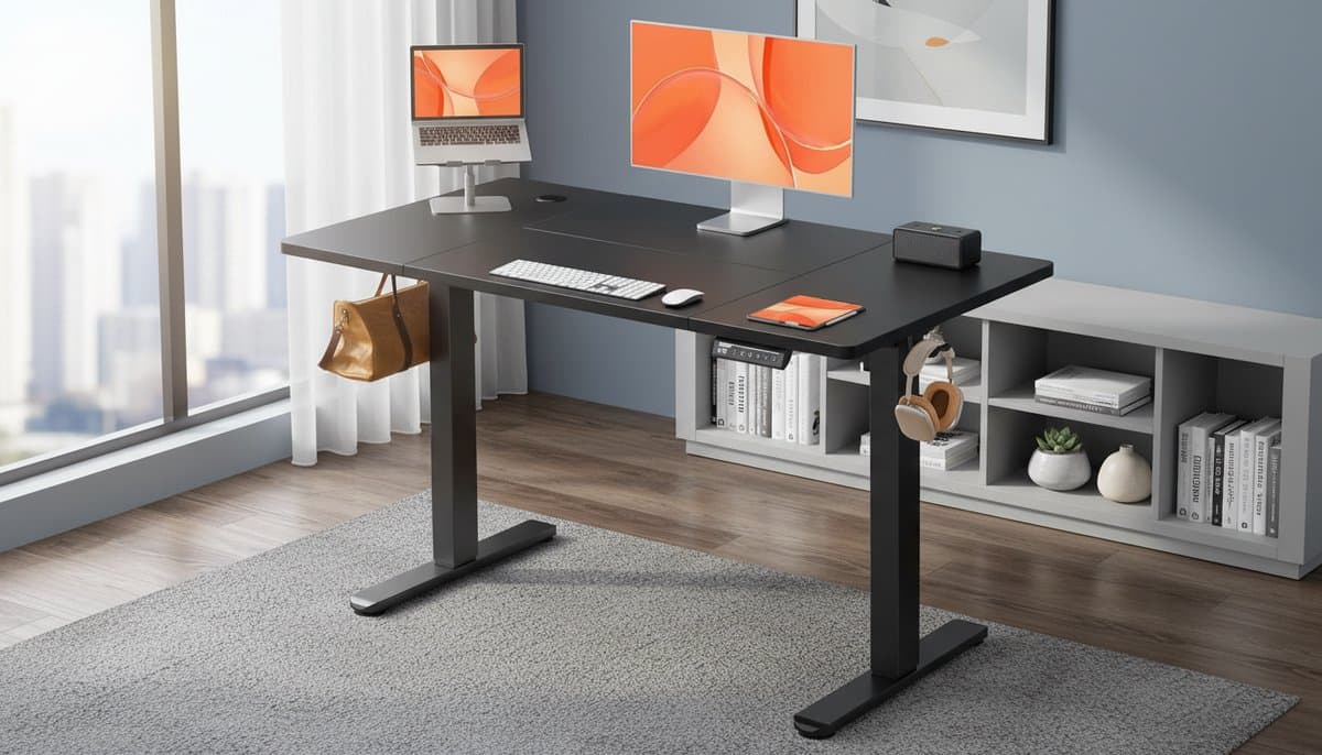 Elektrisch Zit-Sta Bureau 160x70 cm - House&Garden ErgoLift Pro Black - Hoogte Verstelbaar Bureau met USB, Geheugenfunctie, Kabelmanagement en Stalen Frame - Gaming & Thuiswerk Bureau Zwart