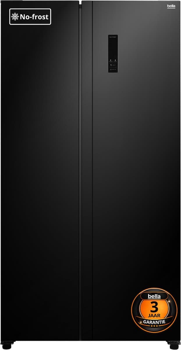 Bella BSBS-445.1BE - Amerikaanse koelkast - Display - 442 Liter - No Frost - Zwart