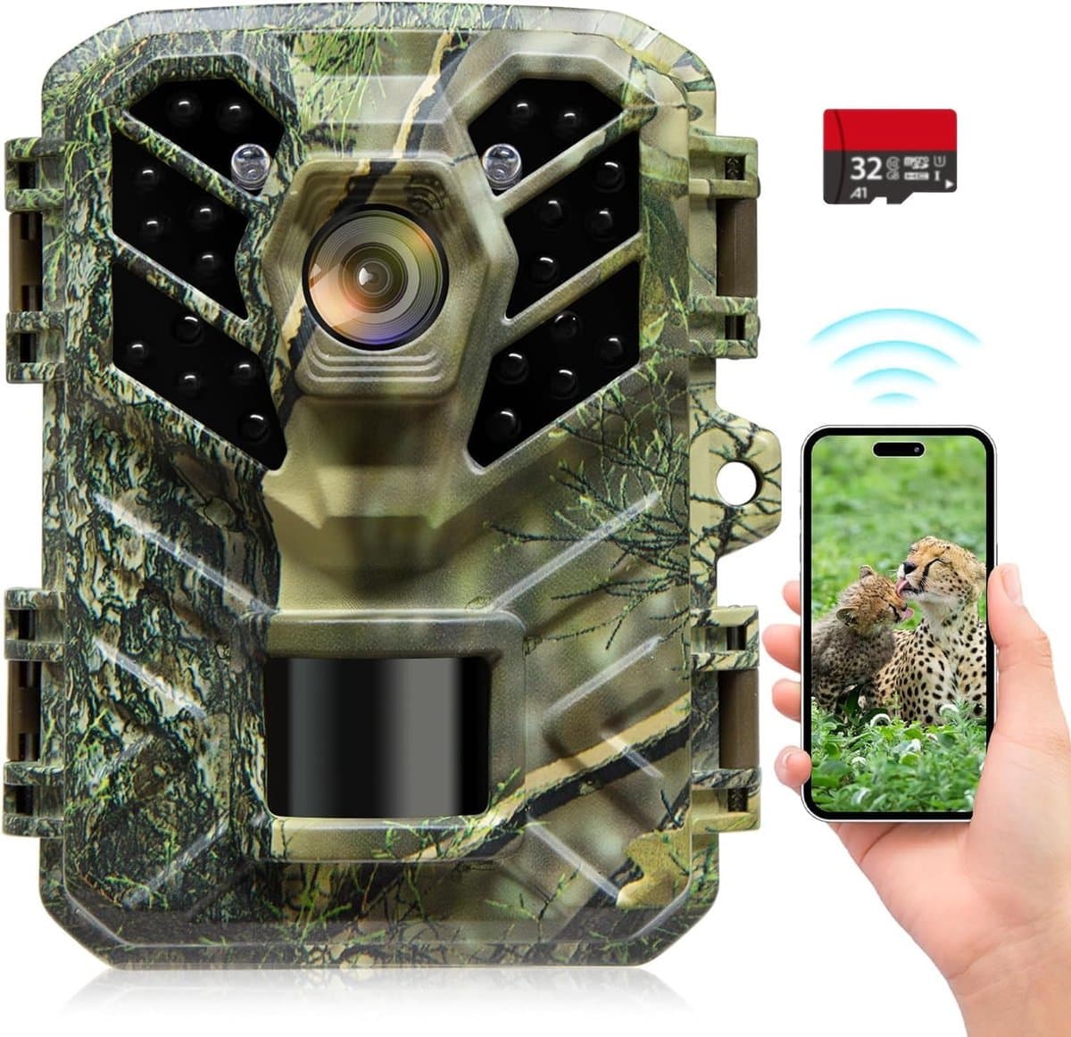 Draadloze Fotoval - Wildcamera Nachtzicht - Natuur Observeren - Wifi App Controle - 32 MP 1080p - Groen
