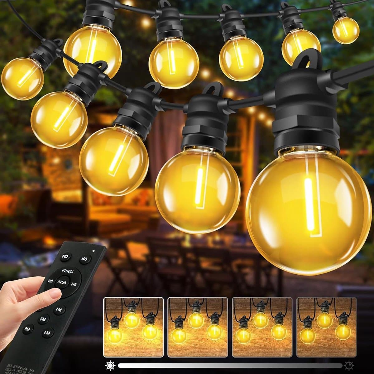 Lichtsnoer voor buiten - Lichtketting decoratie - Terras verlichten - Afstandsbediening dimbaar - 15 meter - Warm wit