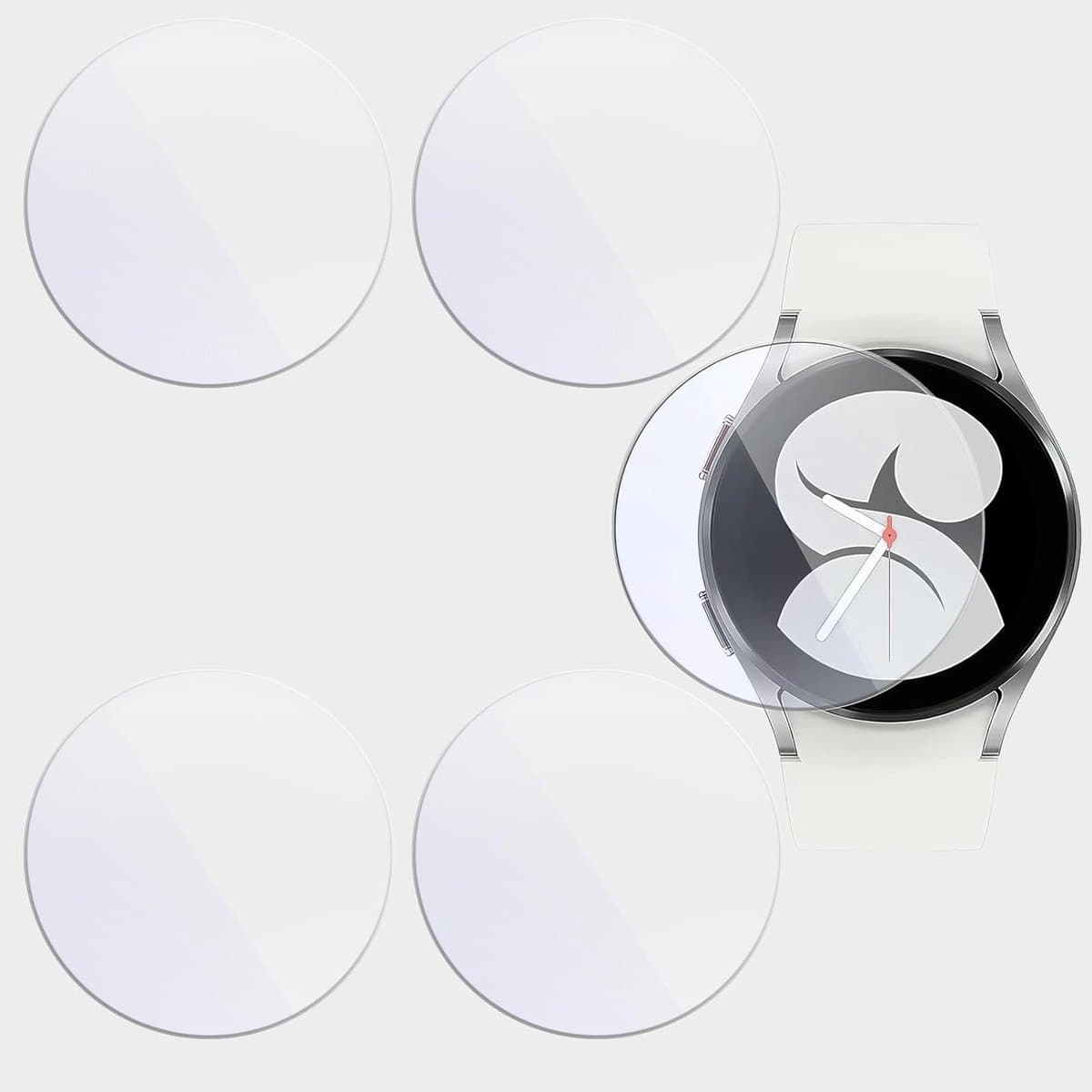 Set van 5 Schermbeschermers voor 40 mm Smartwatch, Transparante HD Geharde Glazen Film, 2.5D Ronde Hoeken, Bescherming tegen Krassen en Vingerafdrukken