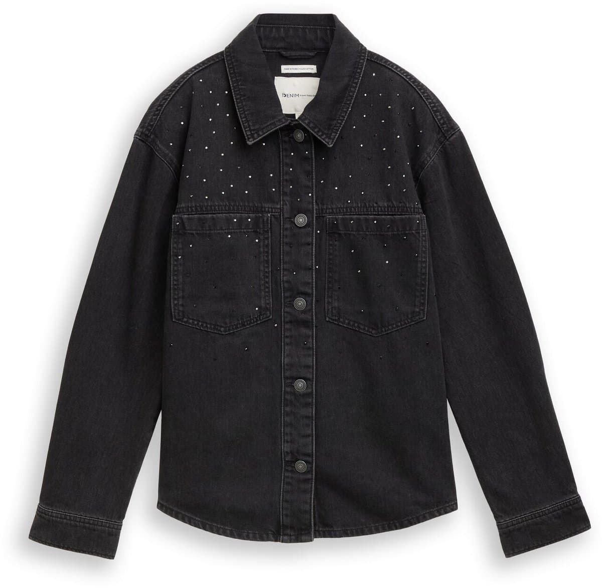 Tom Tailor Denim - Spijkerjasje met strass - Maat S - black stone wash denim