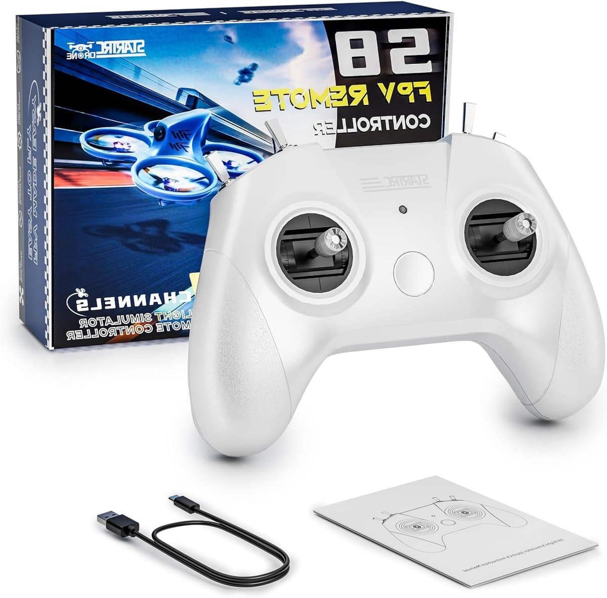 RC Vliegsimulator - Afstandsbediening Controller - Drone Training Oefenen - 8 Kanaals Ontwerp - 150 Gram - Wit