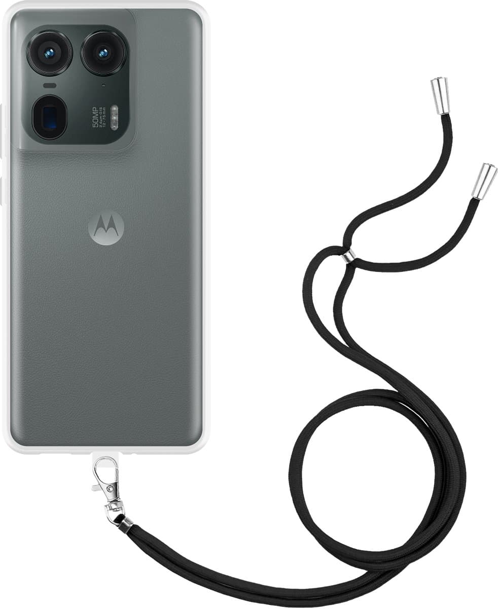 Just in Case hoesje met koord geschikt voor Motorola Edge 50 Ultra (5G) Hoesje met Koord - Flexibele Case - Transparant