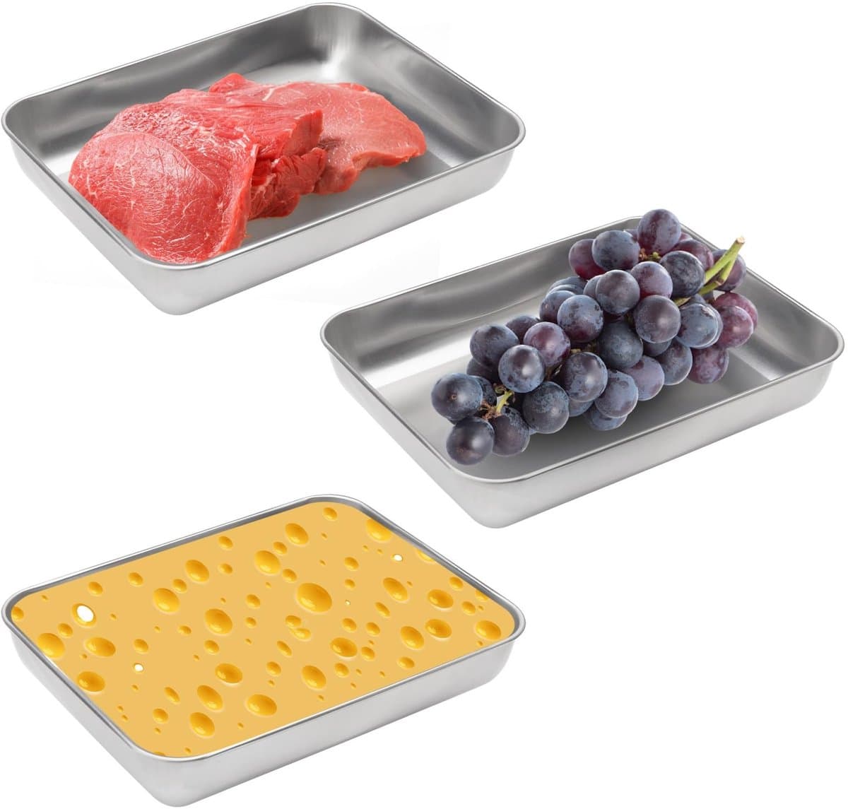 Dailygoody - Breading Dish Set - Meat Boxen - Robuust en stapelbaar - 23 x 20 x 5 cm - Geschikt voor oven en vriezer - Ideaal voor vlees en fruit