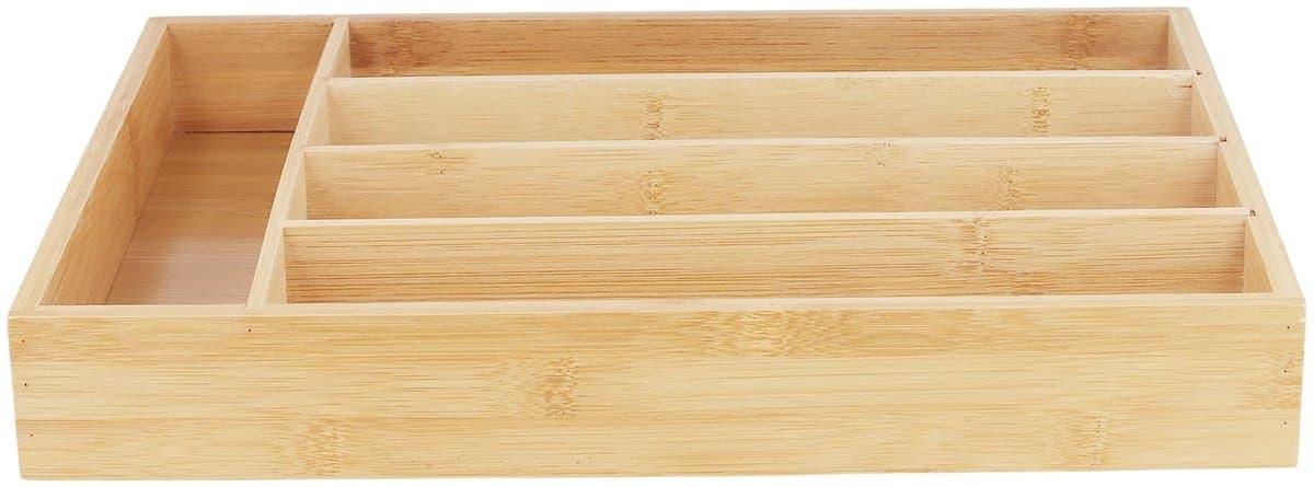 Dailygoods- Bestekbak Uitschuifbaar - 2 Stuks - Houten Bestekbak - 35,6 x 25,4 x 5,1 cm - Vaatwasserbestendig - Duurzaam Keukenorganizer - Bestekorganizer