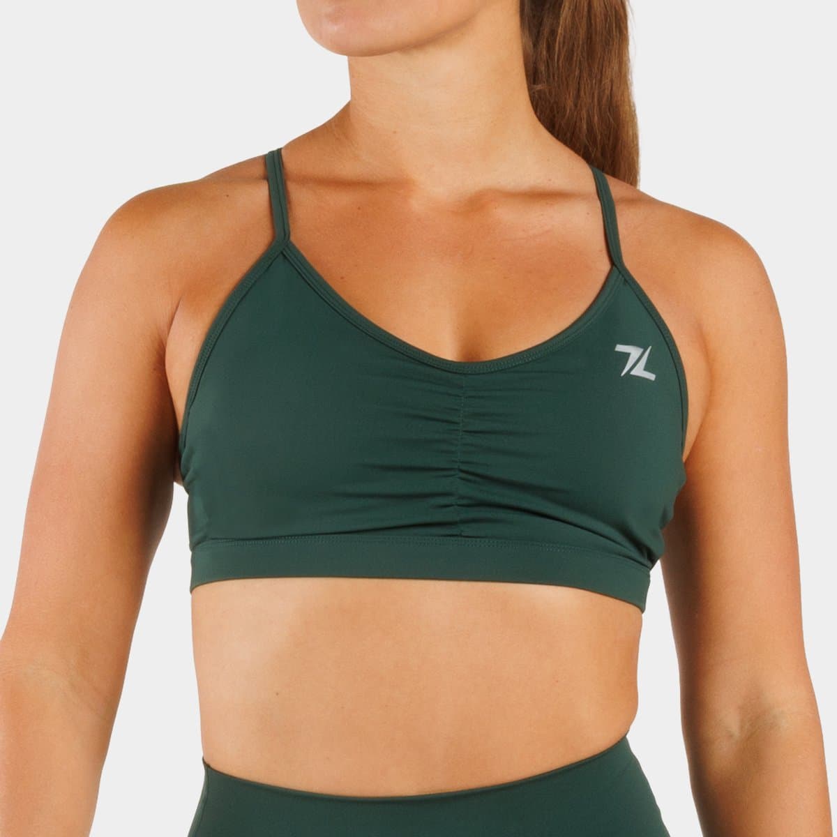 ZEUZ Dames Sport BH – Ruched Design – Fitness & Yoga - Bosgroen - XS