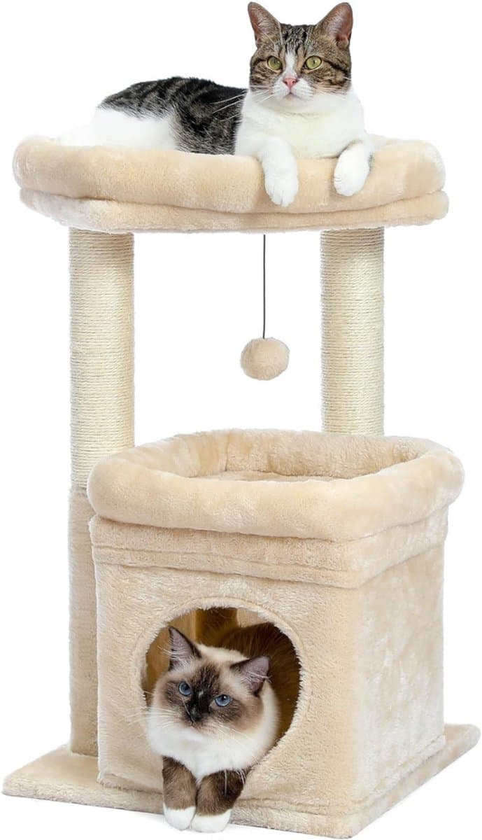 TIM® Krabton - Krabpaal - Krabton voor Katten - Beige - ‎40cm x 40cm x 70cm