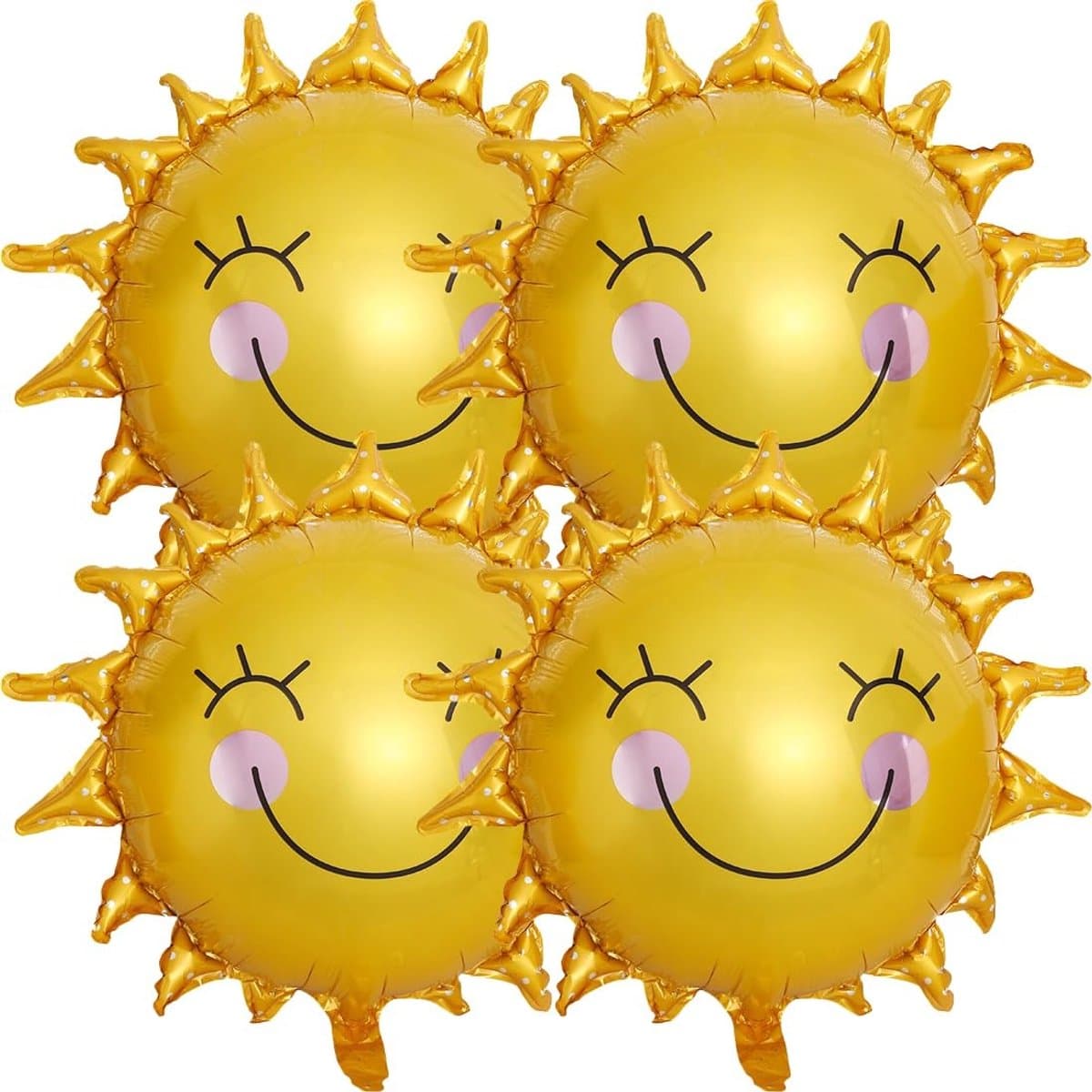 Dailygoods - Dailygoody - Ballonnen - Feestdecoratie - Zomerfeest - Aluminium Ballonnen - Zongezicht - Perfect voor elke gelegenheid - 4 Stuks