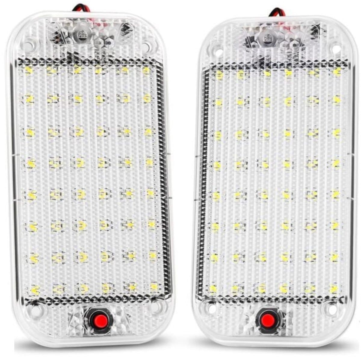 EXCITAT 12V-85V LED-binnenverlichting - 48 LED's - met aan/uit-schakelaar - Geschikt voor auto's, vrachtwagens, bestelwagens, boten en campers - 2-pack