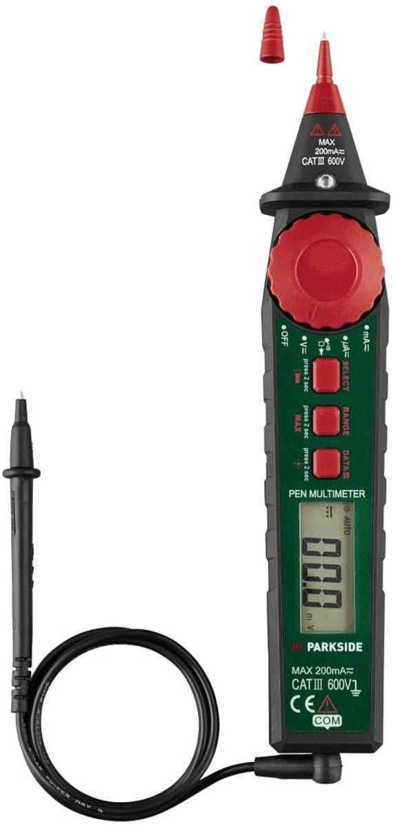 Parkside Multimeter Stift - Voor nauwkeurige meting van gelijkspanning, wisselspanning, gelijkstroom, wisselstroom en weerstand