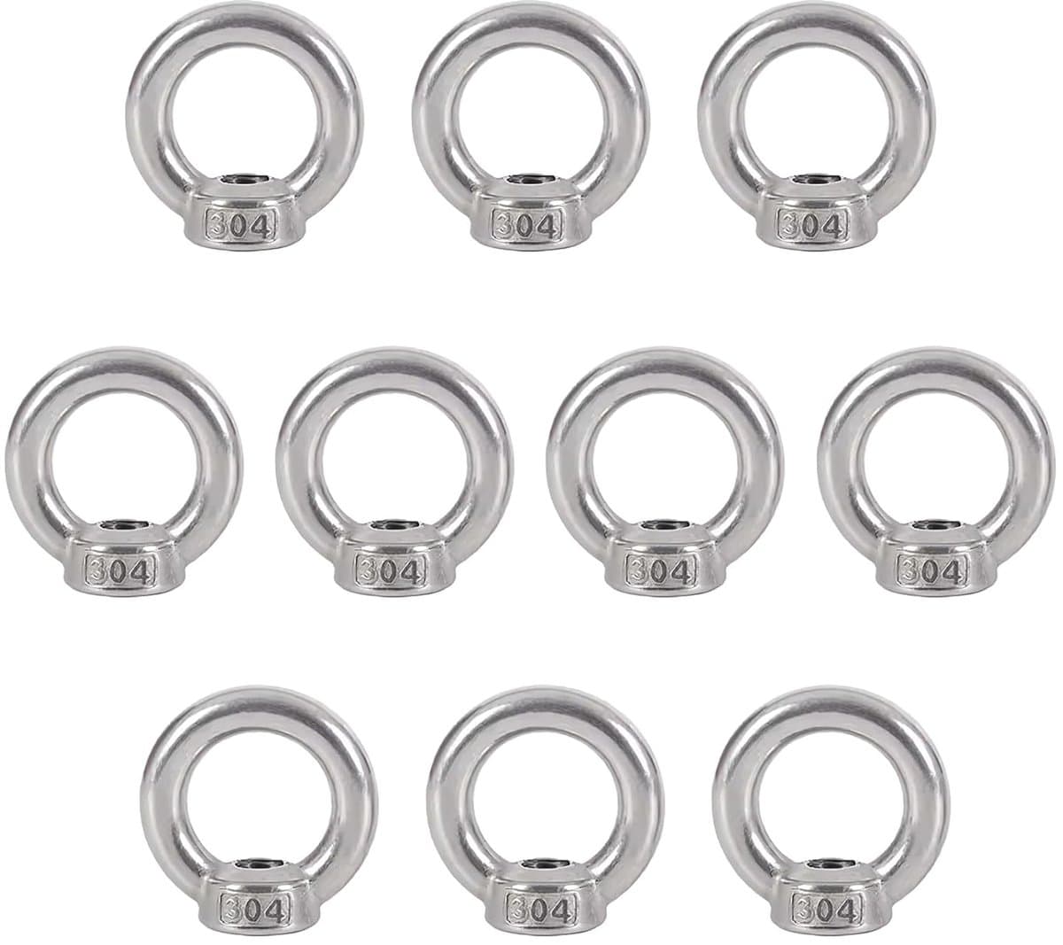 Ringmoeren set - Oogbouten RVS - Industrieel bevestigen - 304 Roestvrij staal - M8 - Zilverkleurig