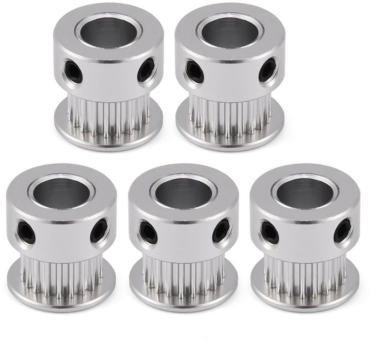 JHUBERS- Katrol 5 Stuks - Aluminium Timing Katrol 20 Tanden - Boring Diameter 5mm/8mm - Voor 3D Printer - Duurzaam - Totale Hoogte 16mm - Timing Pulley