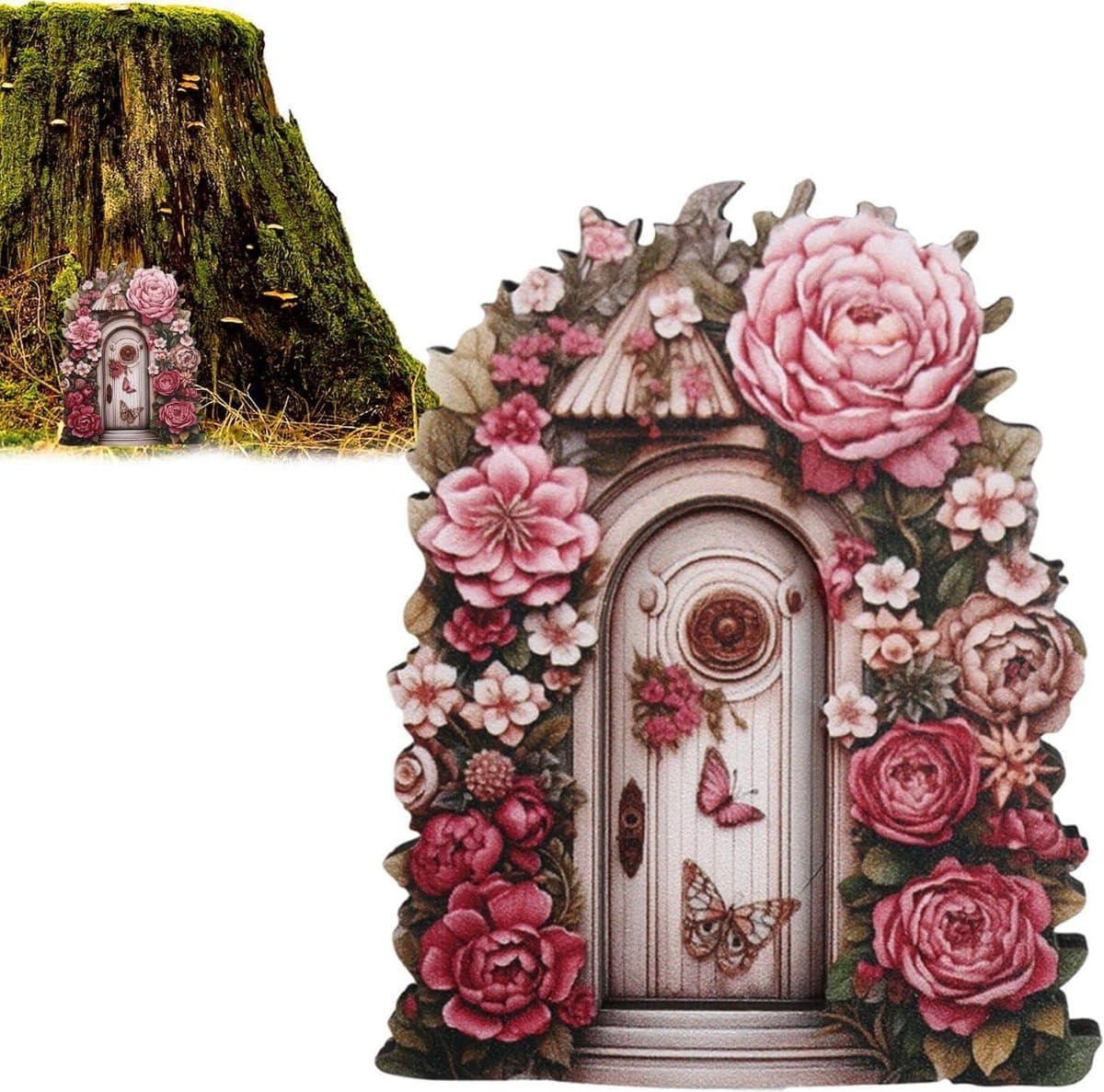 Feeëndeur Hout - Tuindecoratie Poortje - Sprookjeswereld Creëren - Gedetailleerd Ontwerp - ca. 10 cm - Niet gespecificeerd