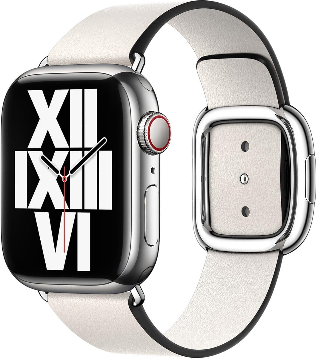 Apple Leather Band Modern Buckle voor de Apple Watch Series 1-9 / SE - 38/40/41 mm / Series 10 - 42 mm - Maat S - Chalk