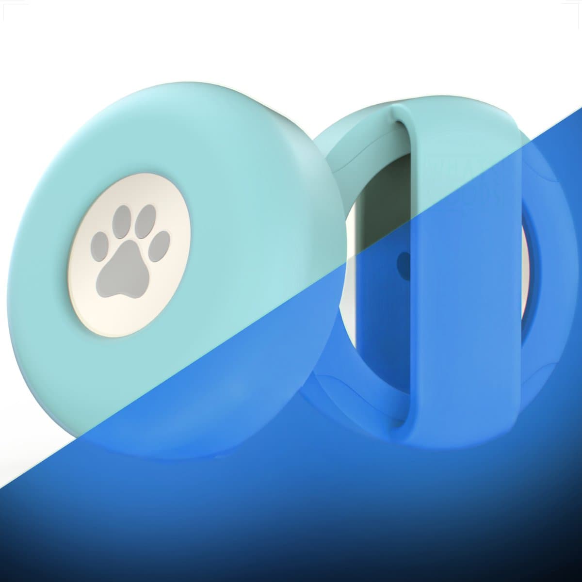 What's Goods - Originele hond en kat huisdieren siliconen halsband bescherm hoesje/houder geschikt voor Apple Airtag (Gen 1 & 2) - Glow in the dark Blue