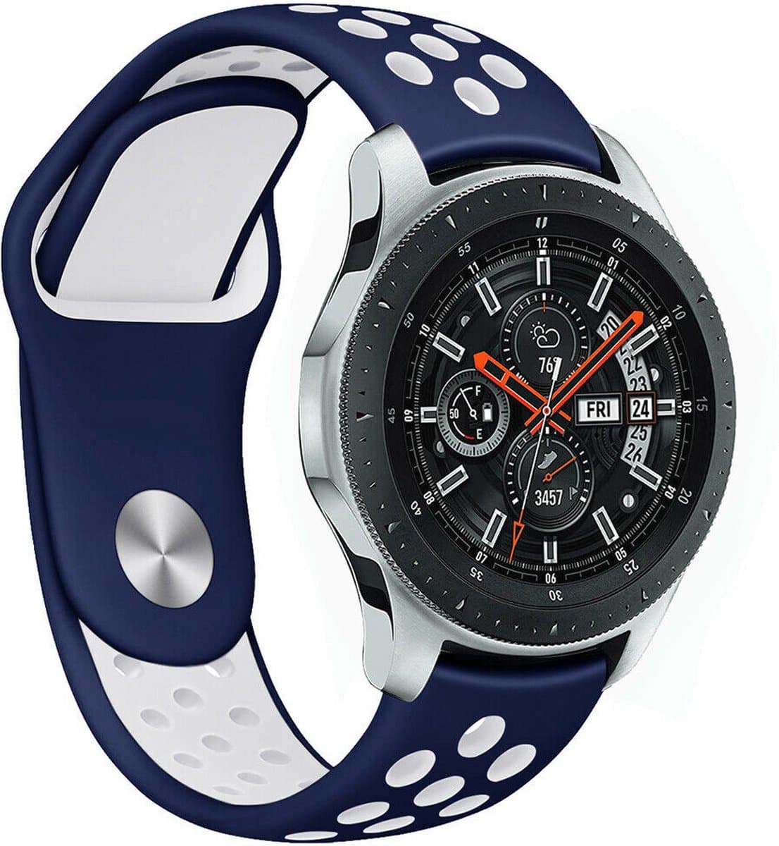 Sport Band - Geschikt voor Samsung Galaxy Watch 41mm / 42mm - Blauw / Wit