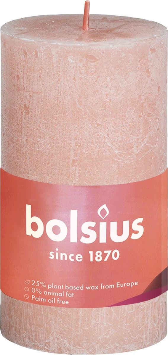 Bolsius Stompkaars Suede Brown Ø68 mm - Hoogte 13 cm - Roodbruin - 60 Branduren