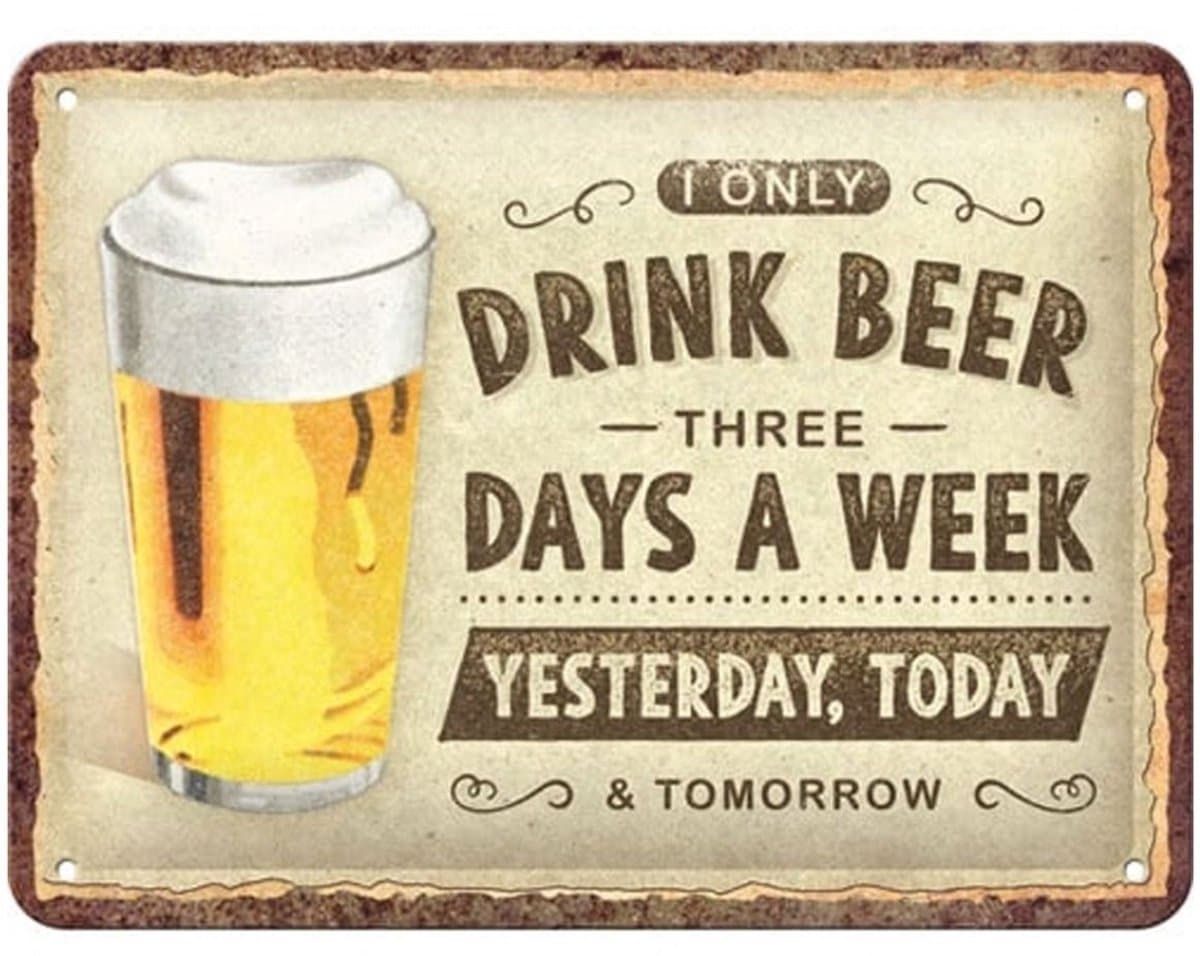 Metalen Bord 15 x 20 cm Drink Beer Three Days