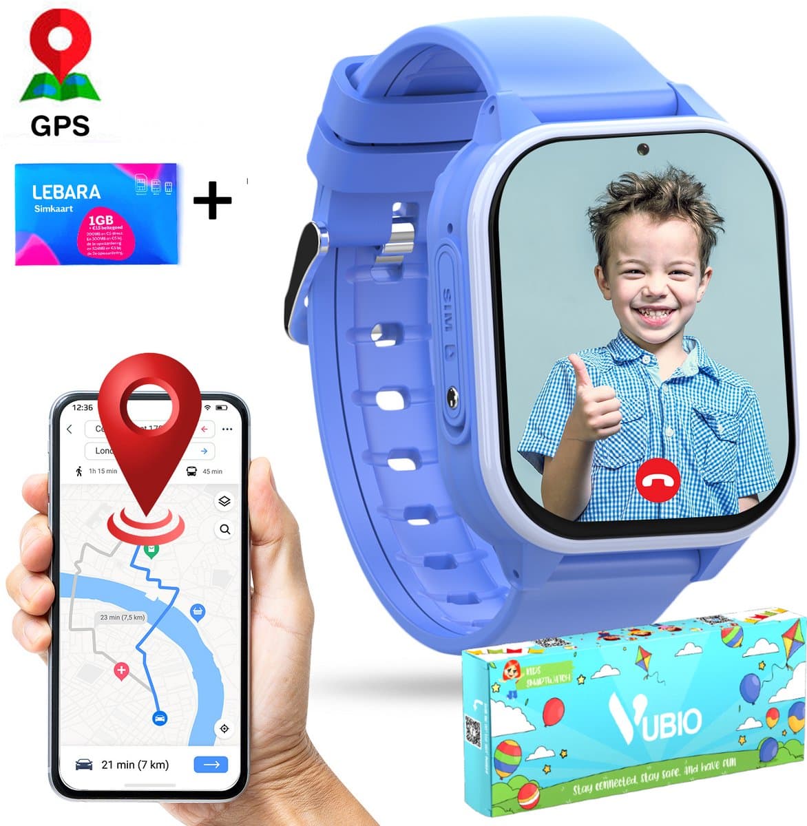 VUBIO Kinder Smartwatch S1 4G Incl. Simkaart - WIFI - GPS - Whatsapp