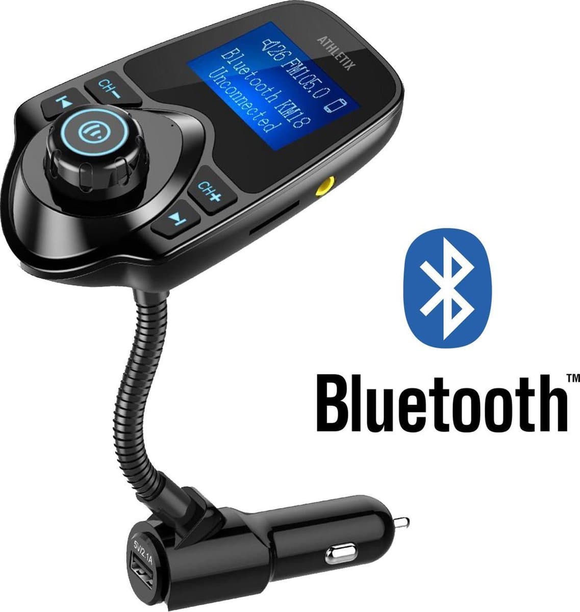 Bluetooth FM Transmitter Carkit - Handsfree Bellen / Muziek afspelen via Bluetooth /AUX /TF/SD kaart / USB Oplader - Bluetooth Handsfree Carkits / Adapter /Bluetooth Auto/ LCD Display - T10 FM Transmitter