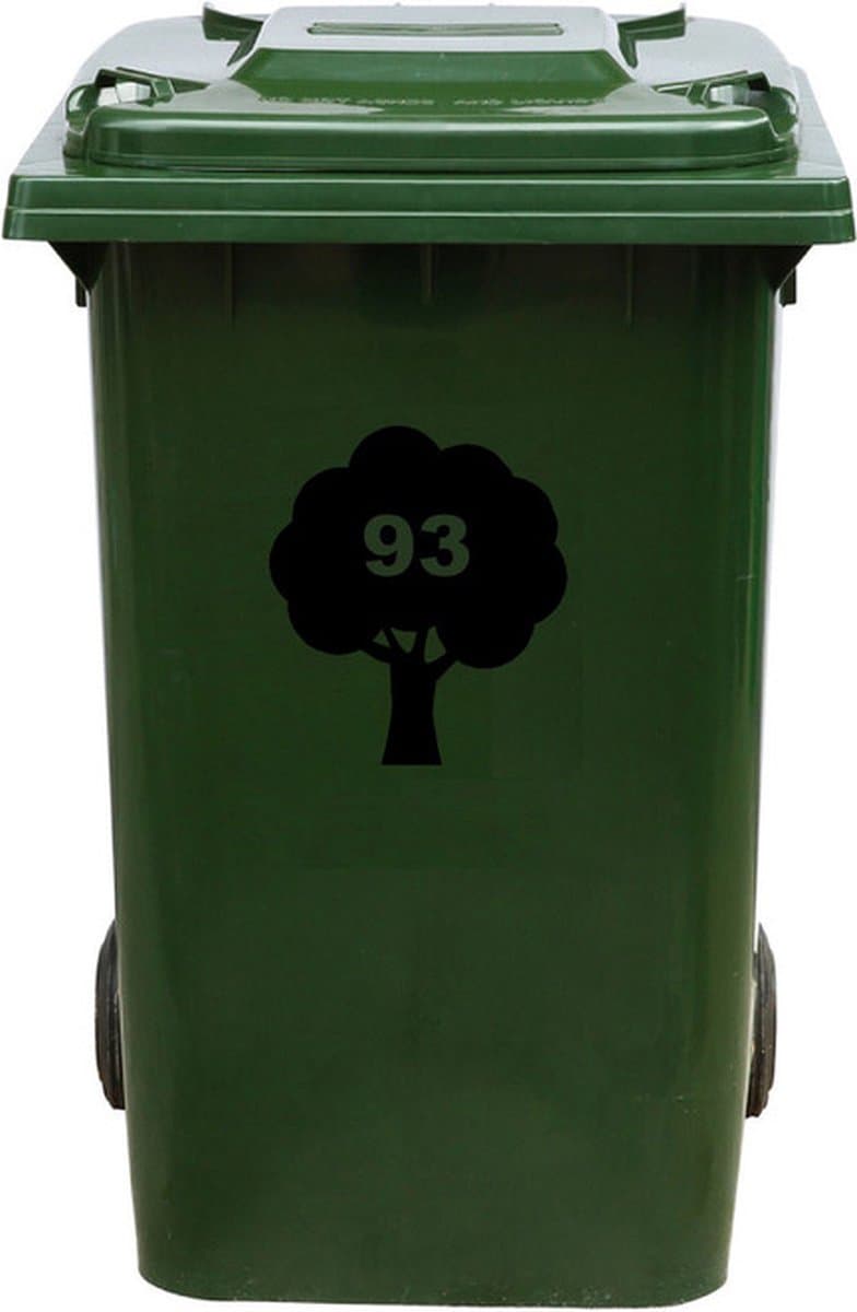Kliko Sticker / Vuilnisbak Sticker - Boom - Nummer 93 - 16,5x18,5 - Zwart