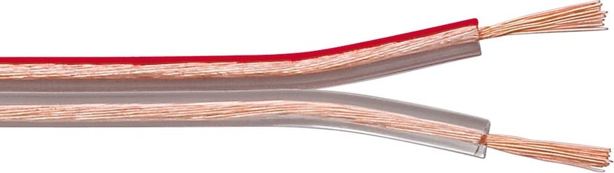Luidspreker kabel (CU koper) - 2x 1,50mm² / transparant - 10 meter