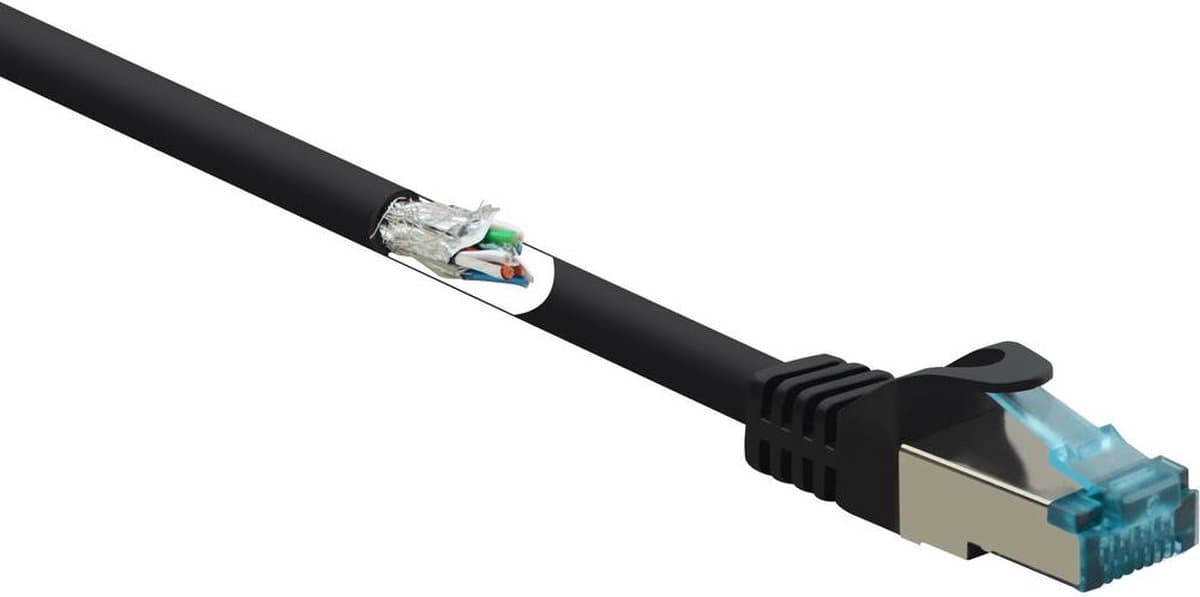 Renkforce RF-5044042 RJ45 Netwerkkabel, patchkabel CAT 6A S/FTP 1.00 m Zwart Vlambestendig 1 stuk(s)