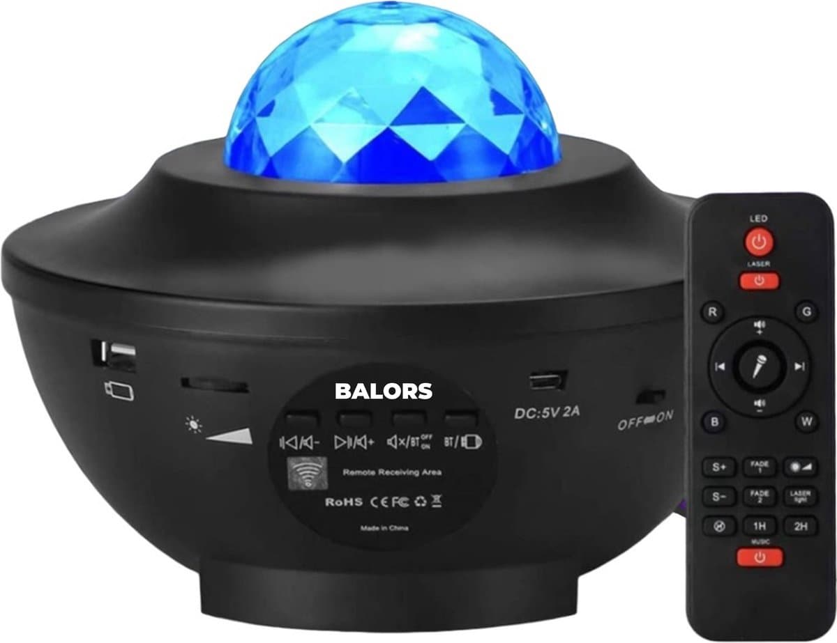 BALORS® Sterren projector - Starry projector light – Star Galaxy Projector - Sterrenlamp Baby, Kinderen en Volwassenen – Sterrenprojector - met muziek – Bluetooth & USB aansluiting - Nachtlampje met afstandsbediening - Sterrenhemel – meerdere kleuren