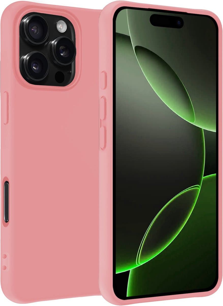Hoesje Geschikt voor Apple iPhone 16 Pro Max - Sterk & Shockproof - Hoes Cover - Siliconen Case - Lichtroze