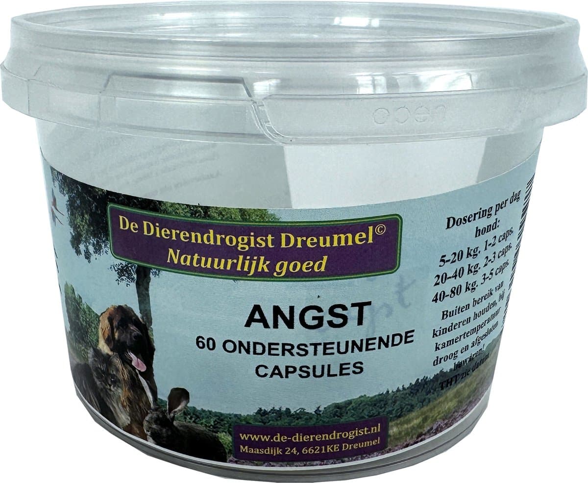 Dierendrogist Bij Angst Capsules - Honden Supplement - 60st, Natuurlijke Angstvermindering